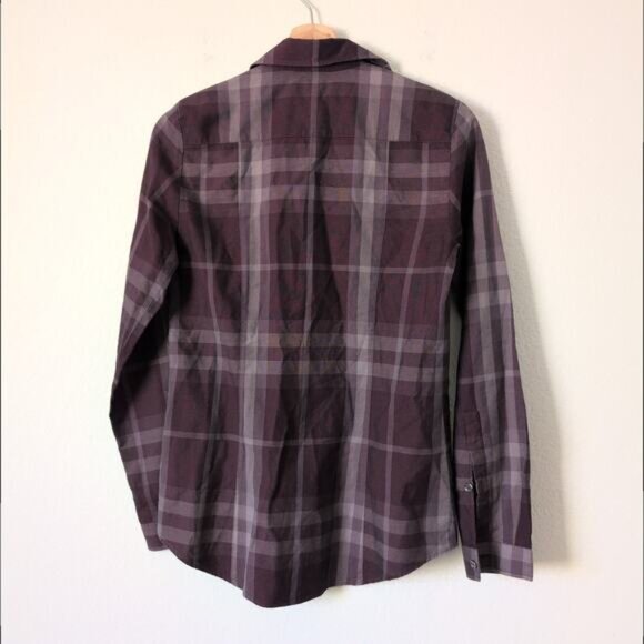 Burberry Brit Womens Button Down Shirt Purple Red PLaid Long Sleeve Small Preppy - Picture 3 of 7
